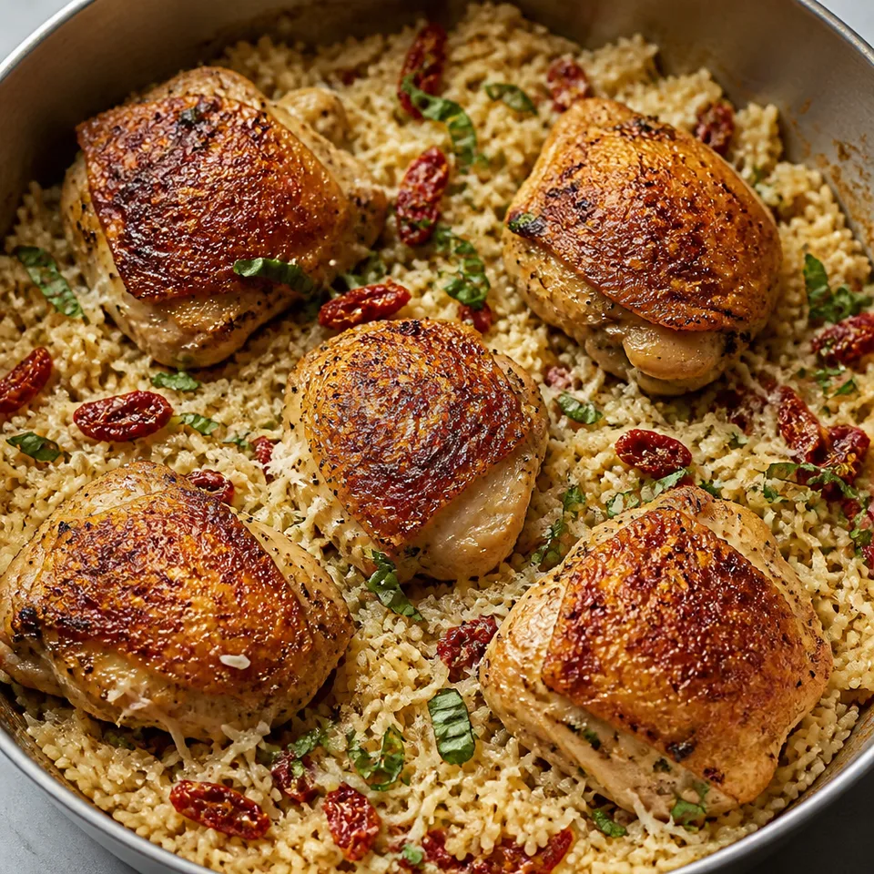 30 Minute Sun-dried Tomato, Parmesan, and Basil Chicken and Rice — serving inspiration