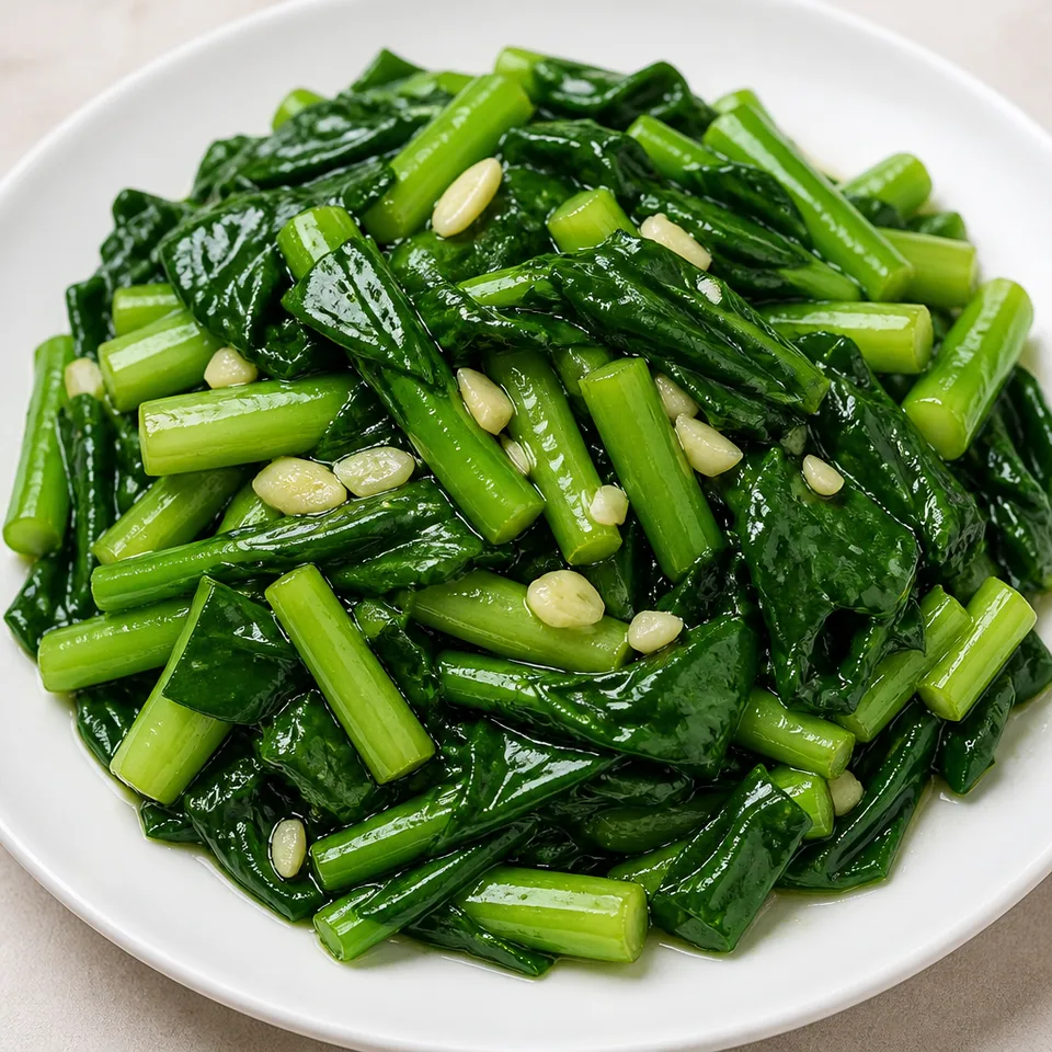 4-Ingredient Yu Choy Stir Fry (清炒菜心) — serving inspiration