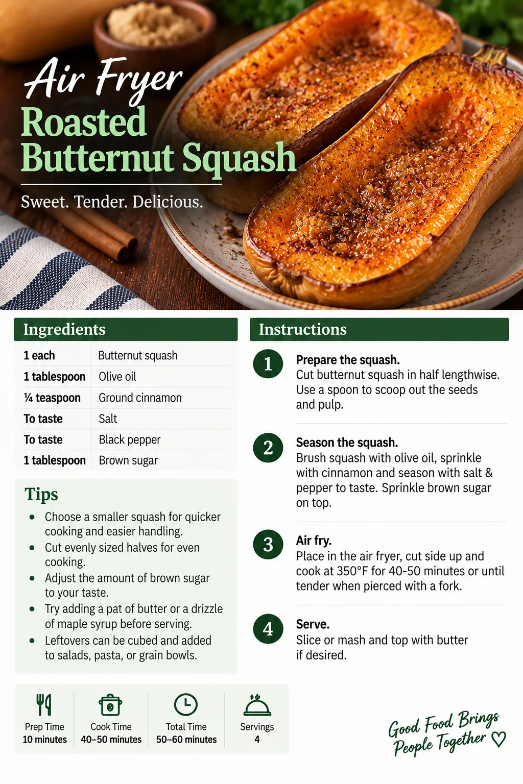Saved Air Fryer Roasted Butternut Squash recipe card; accessible ingredients and instructions are listed above.
