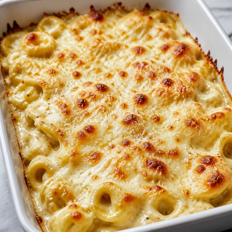 Alfredo Tortellini Bake — serving inspiration