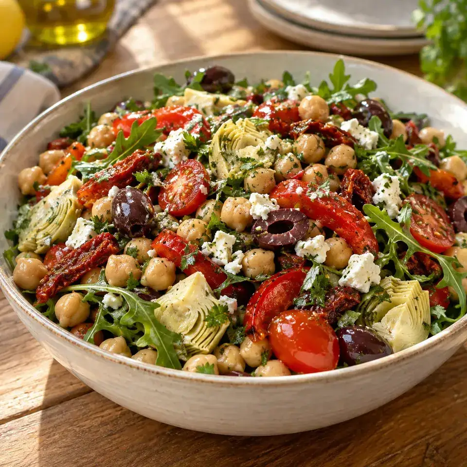 Antipasto chickpea salad — serving inspiration