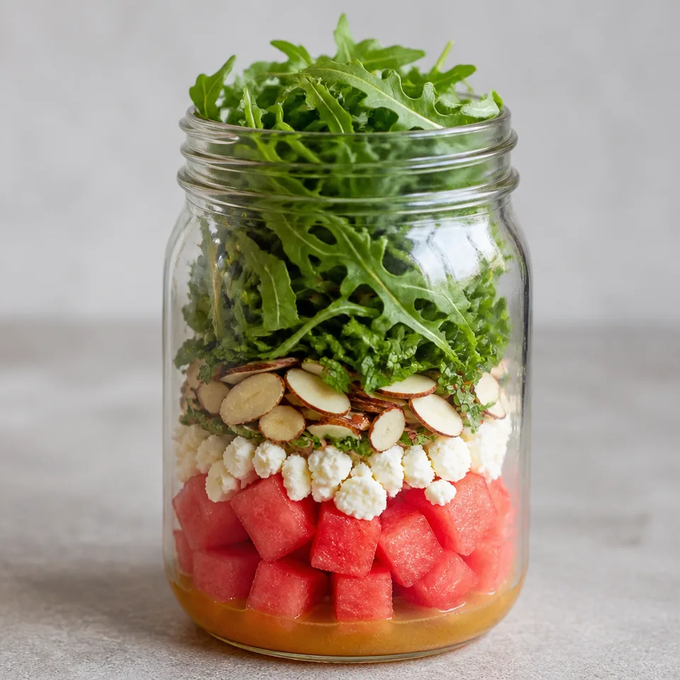 Arugula and Watermelon Salad in a Jar — serving inspiration