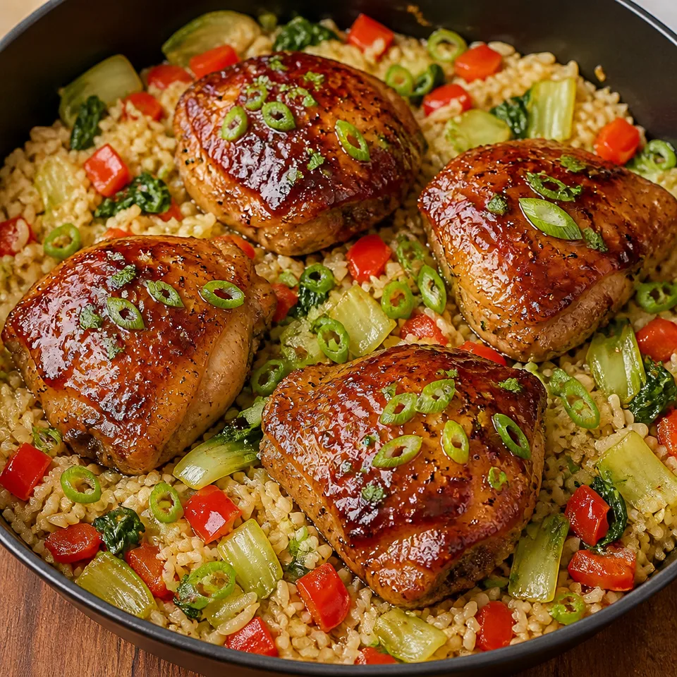 Asian Glazed Chicken Thighs with Rice — serving inspiration