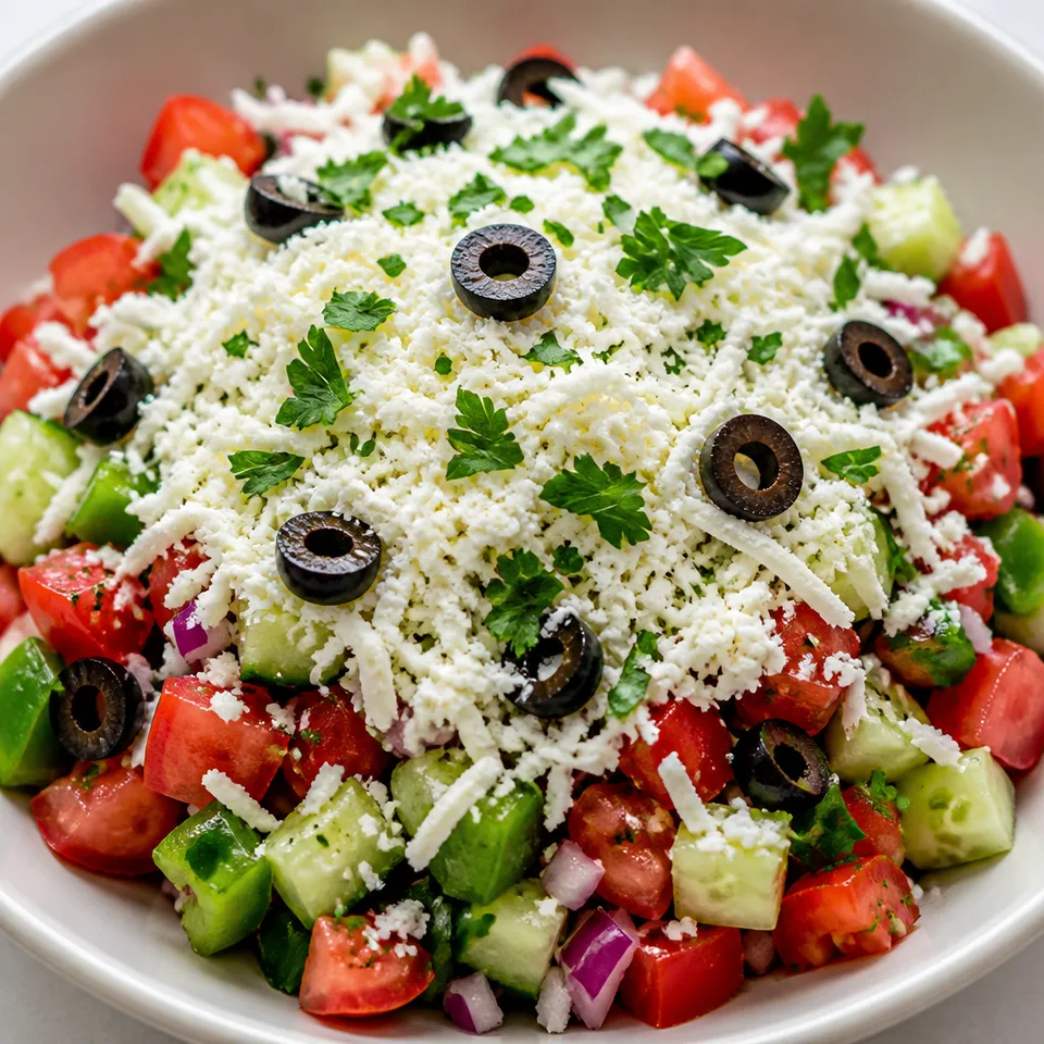Authentic Shopska Salad (Bulgarian Salad) — serving inspiration