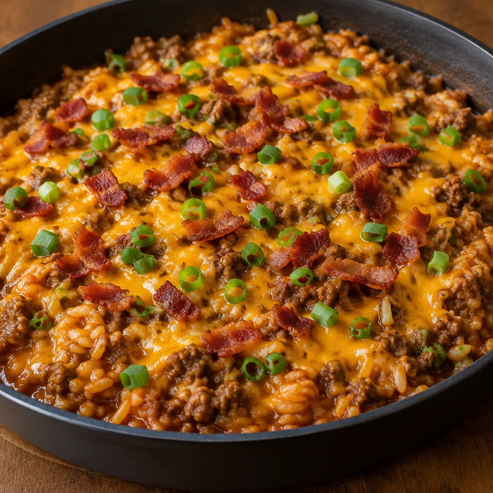 Bacon Cheeseburger Rice Skillet — serving inspiration