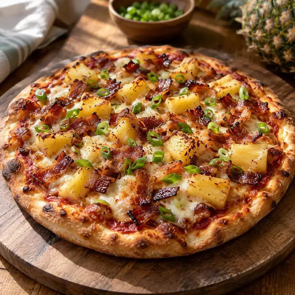 Bacon Pizza with Caramelized Pineapple — serving inspiration