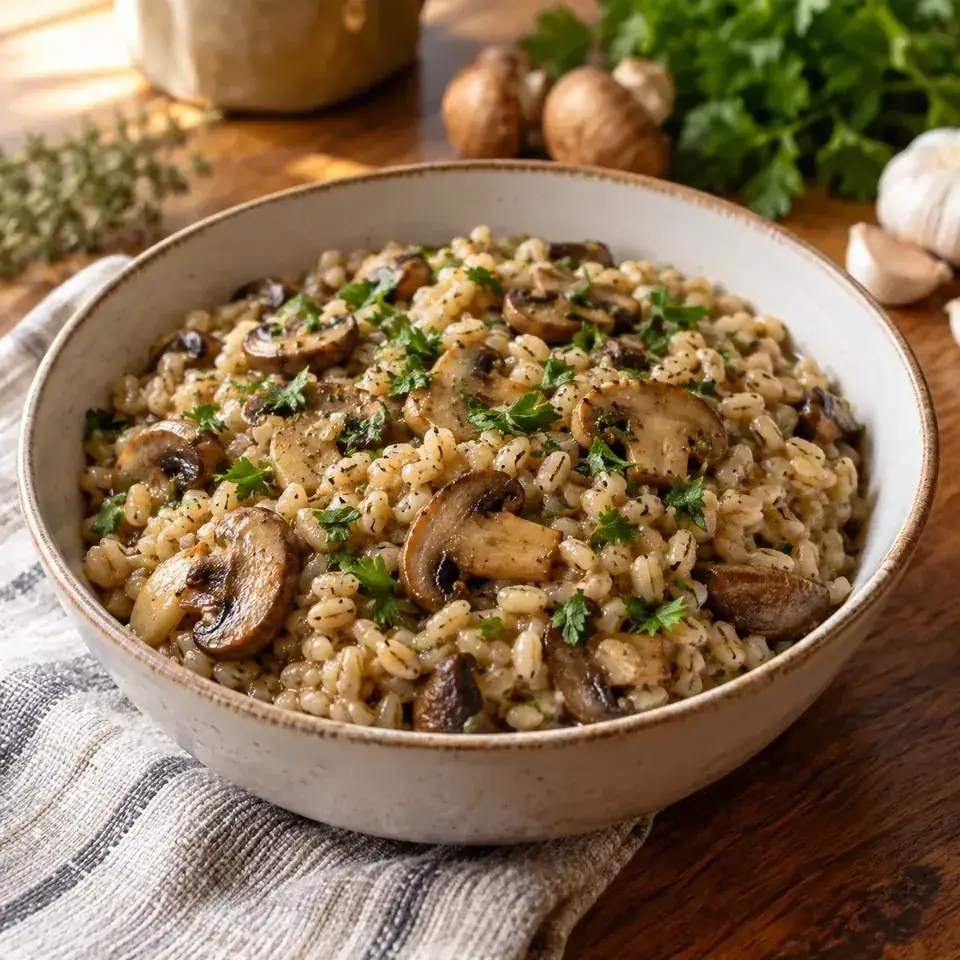 Baked Barley with Mushrooms — serving inspiration