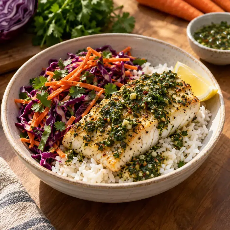 Baked Chimichurri Fish Bowls — serving inspiration
