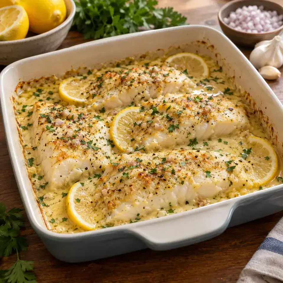 Baked Fish with Lemon Cream Sauce — serving inspiration