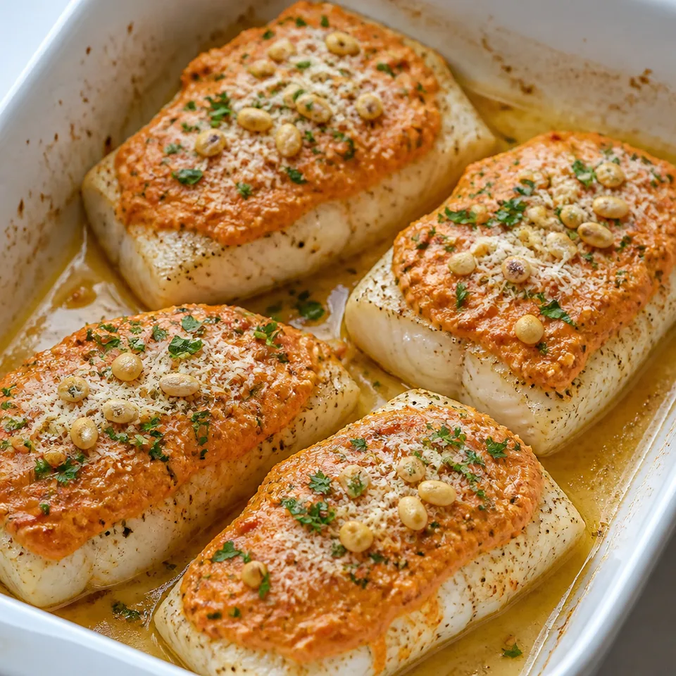 Baked Grouper (With Red Pepper Sauce) — serving inspiration