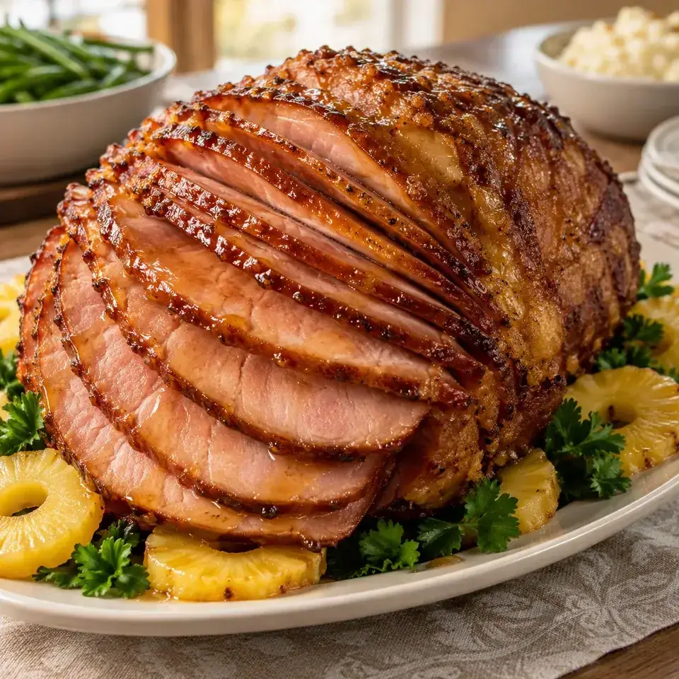 Baked Ham with Brown Sugar Glaze — serving inspiration