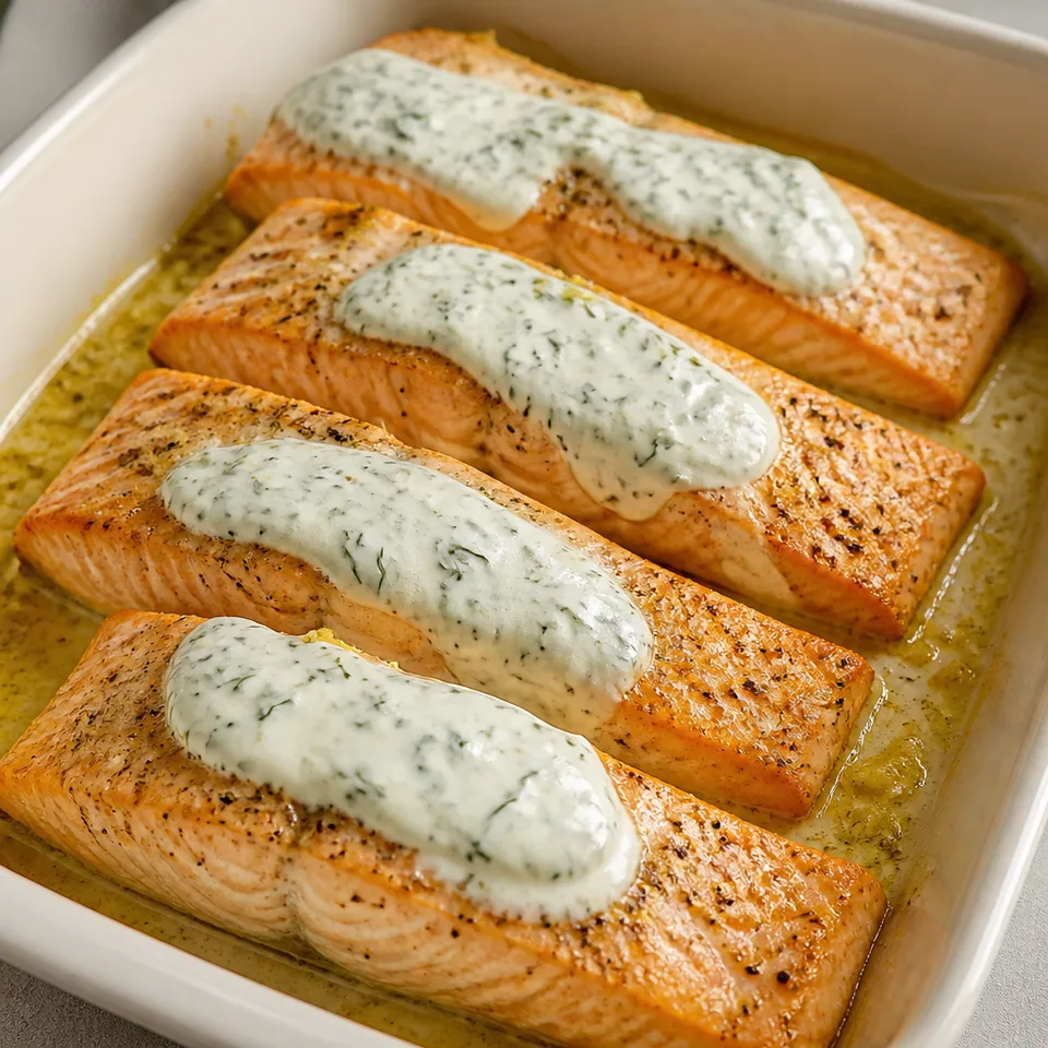 Baked Lemon Dill Salmon with Yogurt Sauce — serving inspiration