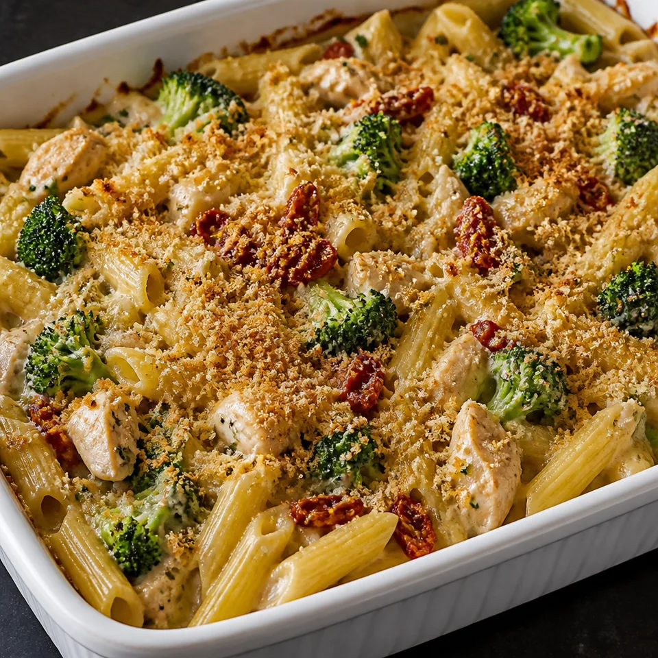 Baked Penne with Chicken, Broccoli & Smoked Gouda — serving inspiration