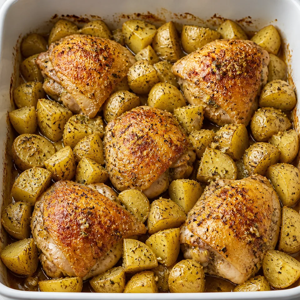 Baked Rosemary Chicken and Potatoes — serving inspiration