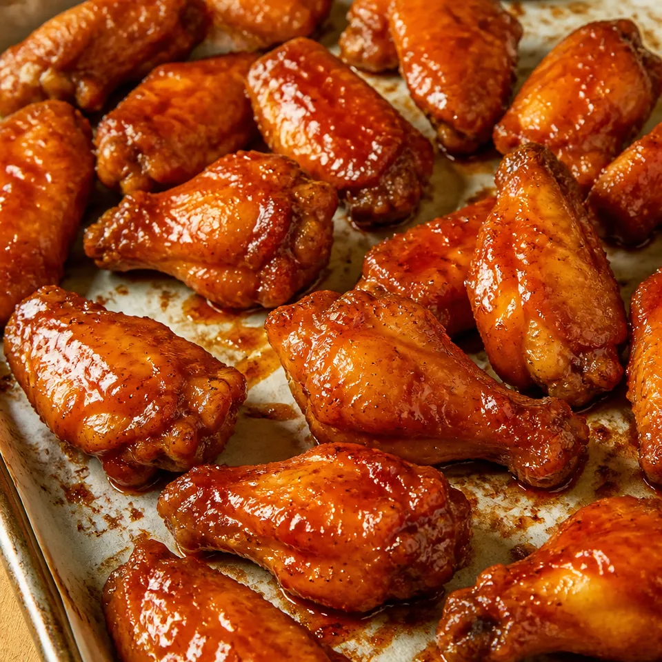 Baked Sticky Honey Garlic Buffalo Wings — serving inspiration