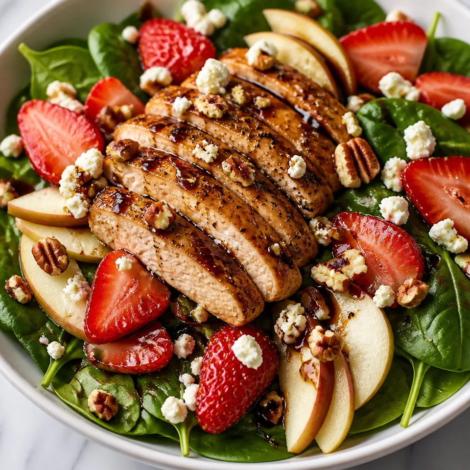 Balsamic Chicken, Strawberry, and Apple Salad — serving inspiration