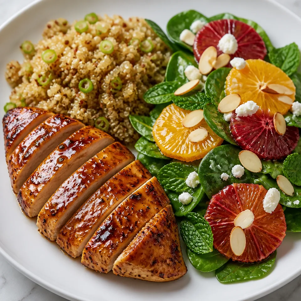 Balsamic-Glazed Chicken with Citrus Salad & Quinoa — serving inspiration
