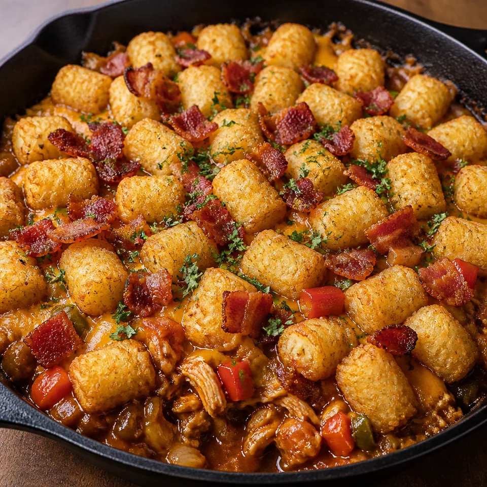 BBQ Chicken Tater Tot Skillet — serving inspiration