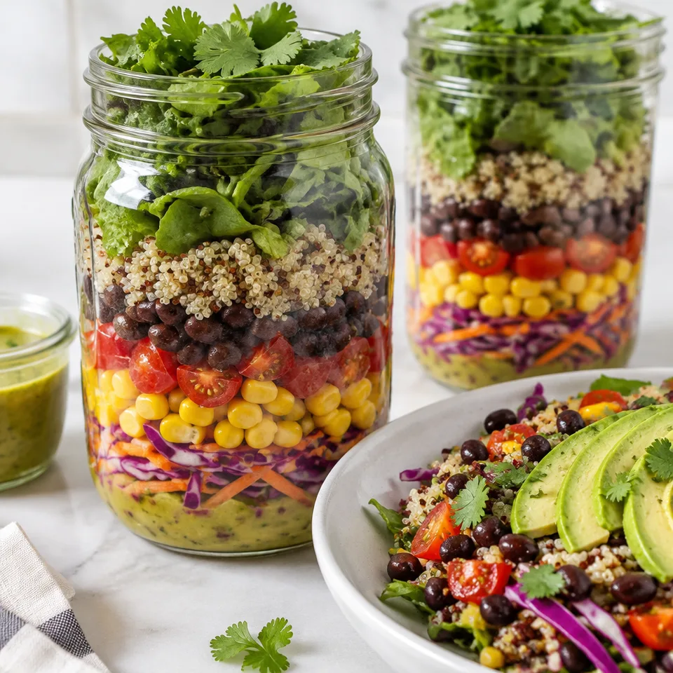 Black Bean Fiesta Mason Jar Salad — serving inspiration