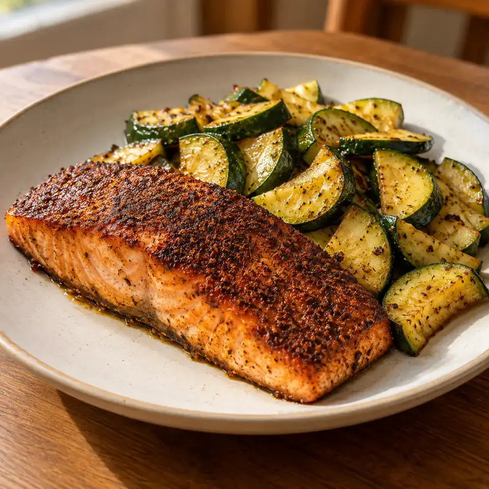 Blackened Salmon with Zucchini — serving inspiration
