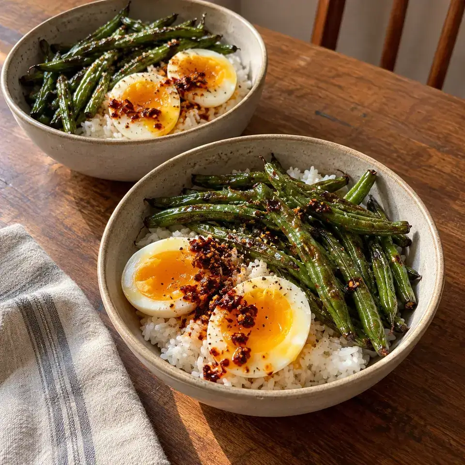 Blistered Green Bean Rice Bowl — serving inspiration