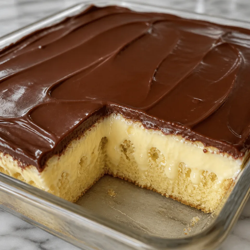 Boston Cream Poke Cake — serving inspiration