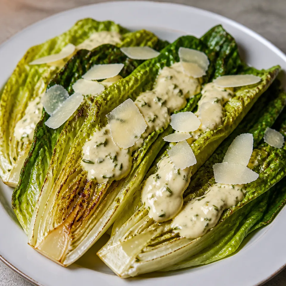 Broiled Romaine Salad with Rosemary Caesar Dressing — serving inspiration