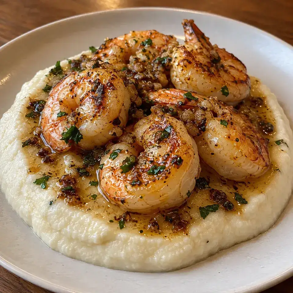 Browned Butter Garlic Prawns with Cauliflower Puree — serving inspiration