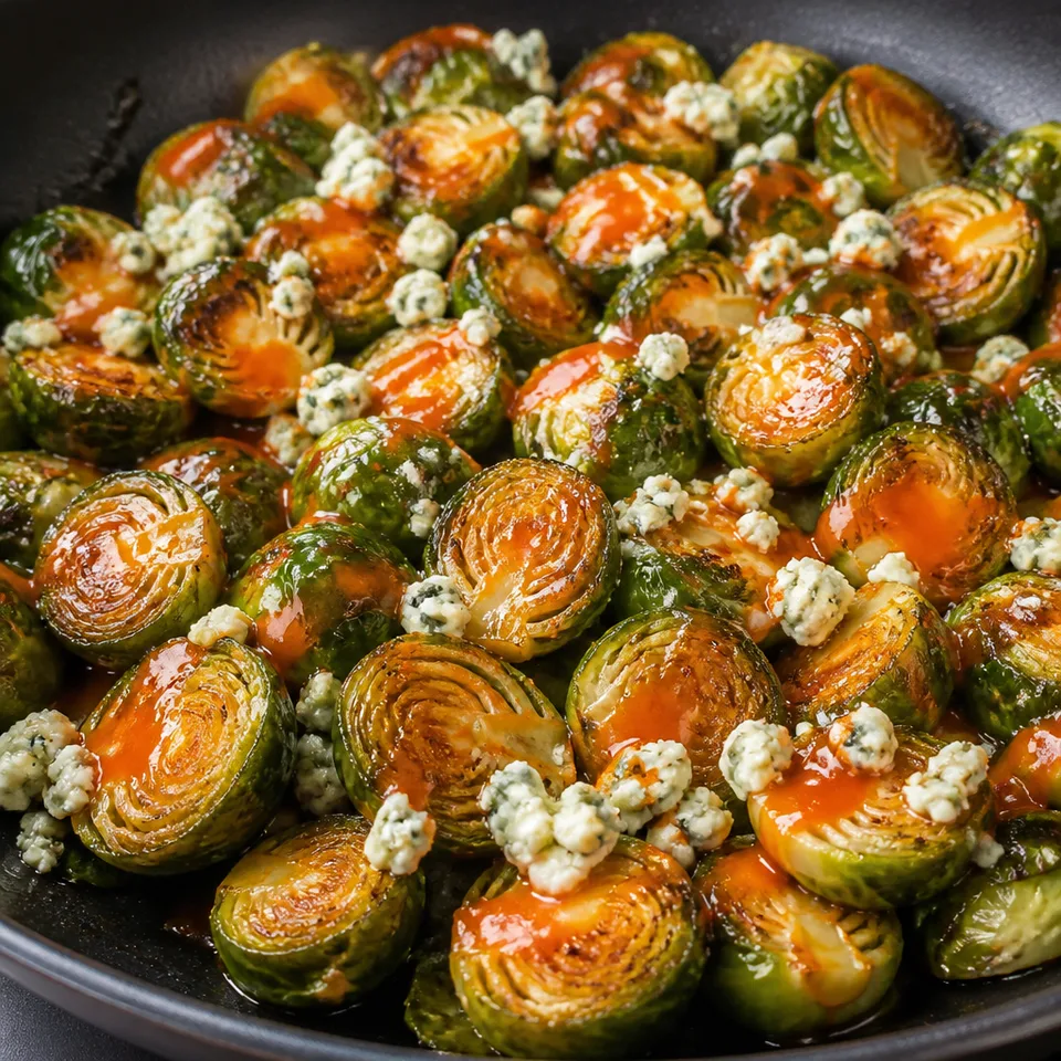 Buffalo Brussels Sprouts with Crumbled Blue Cheese — serving inspiration