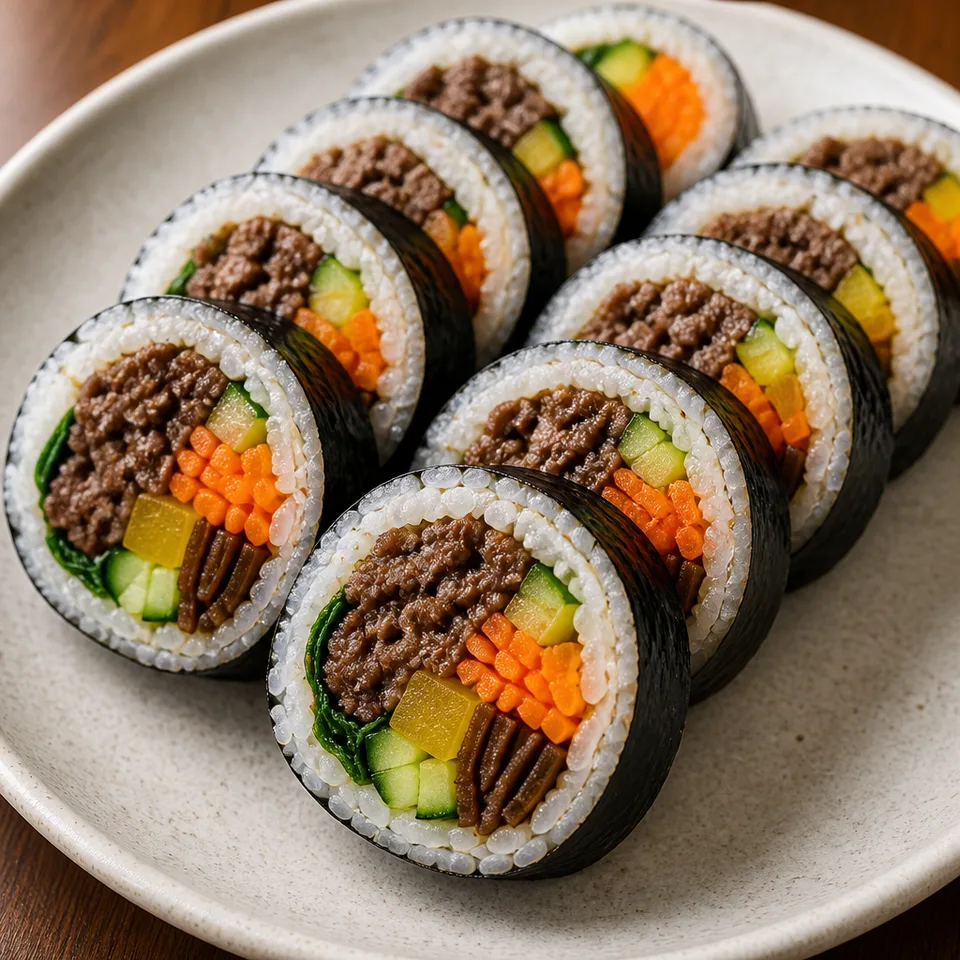 Bulgogi Kimbap (Bulgogi Seaweed Rice Rolls) — serving inspiration