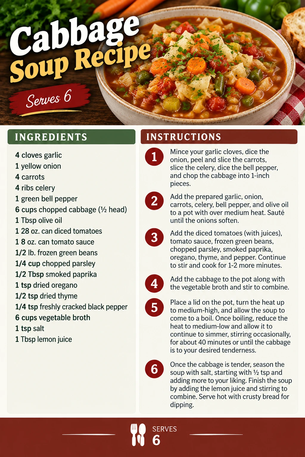 Saved Cabbage Soup Recipe recipe card; accessible ingredients and instructions are listed above.