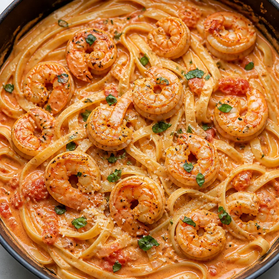 Cajun Shrimp with Tomato Alfredo Pasta — serving inspiration