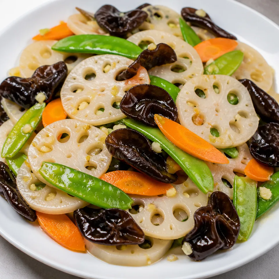 Cantonese Lotus Root Stir Fry (荷塘小炒, He Tang Xiao Chao) — serving inspiration