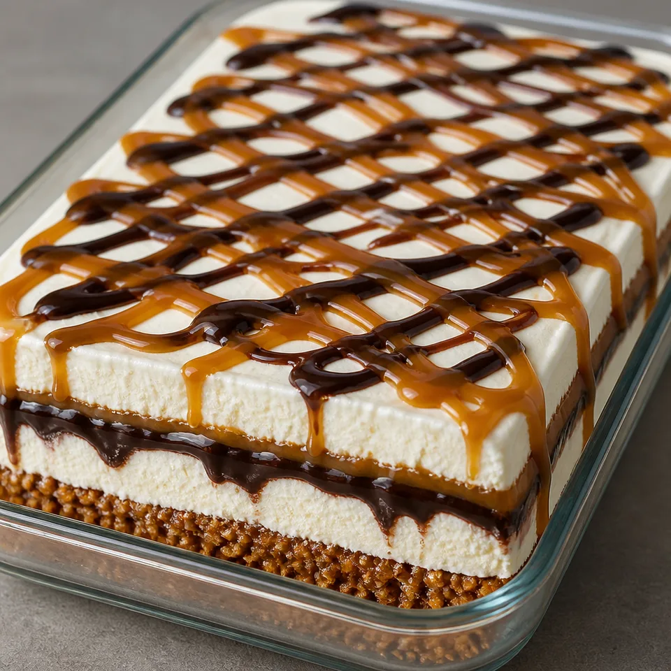 Caramel Fudge Ice Cream Cake With Pretzel Crust — serving inspiration