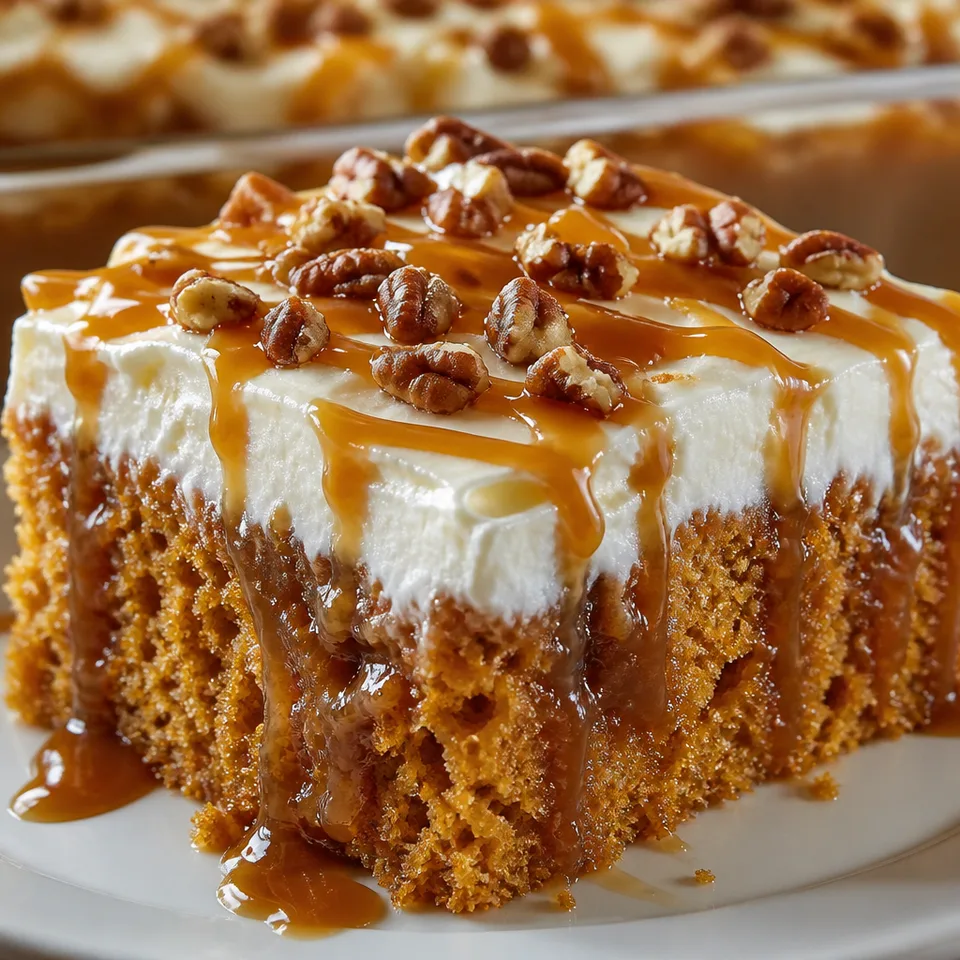 Caramel Pumpkin Poke Cake Recipe — serving inspiration