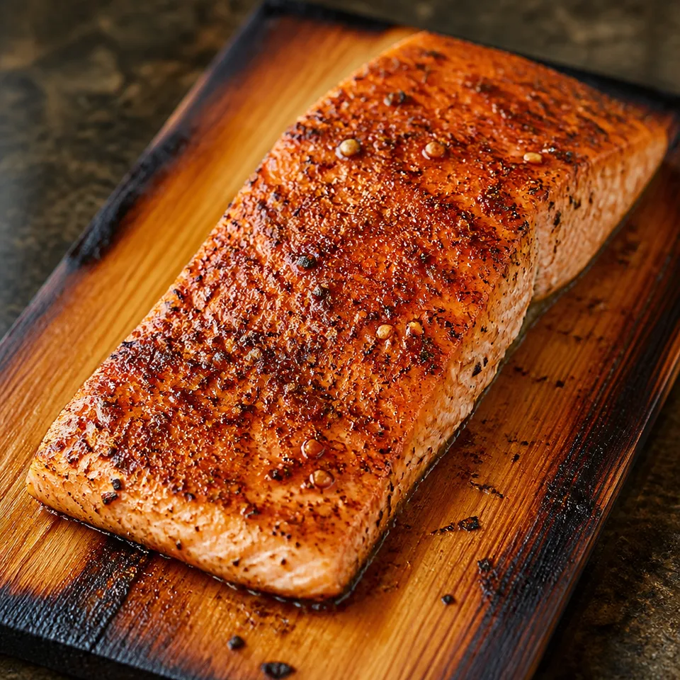 Cedar Plank Spice-Rubbed Salmon — serving inspiration