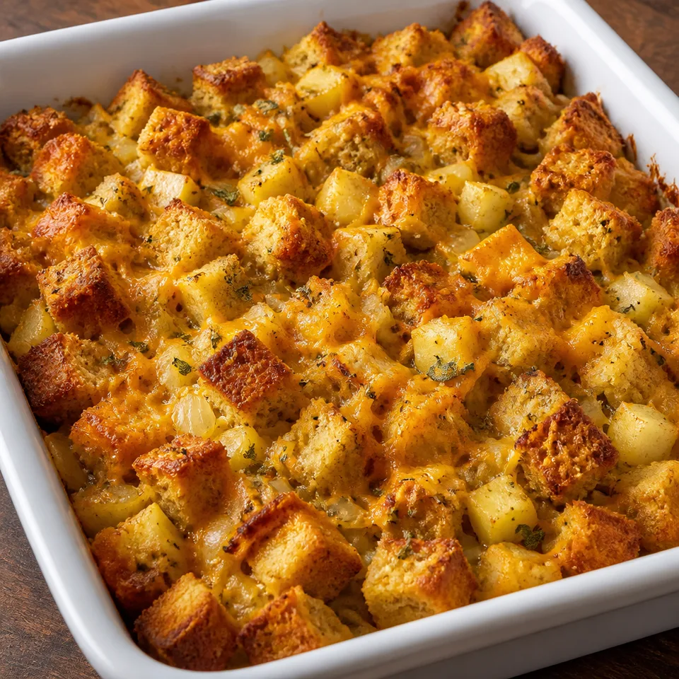 Cheddar, Apple, and Pumpkin Stuffing — serving inspiration