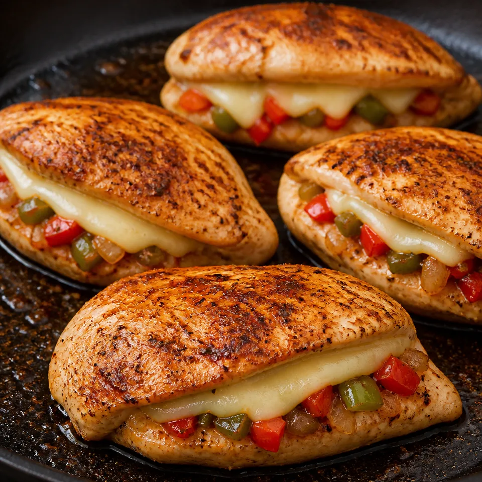 Cheese and Pepper stuffed Grilled Chicken Breasts — serving inspiration