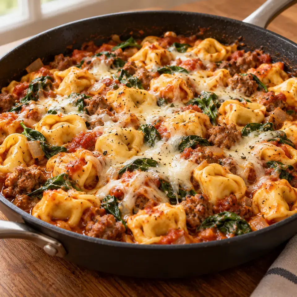 Cheese Tortellini And Sausage Skillet — serving inspiration