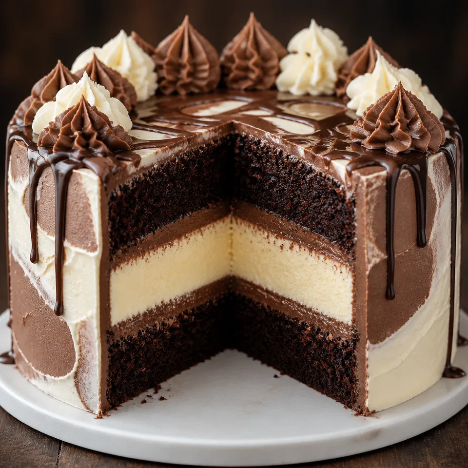 Cheesecake Stuffed Chocolate Cake — serving inspiration