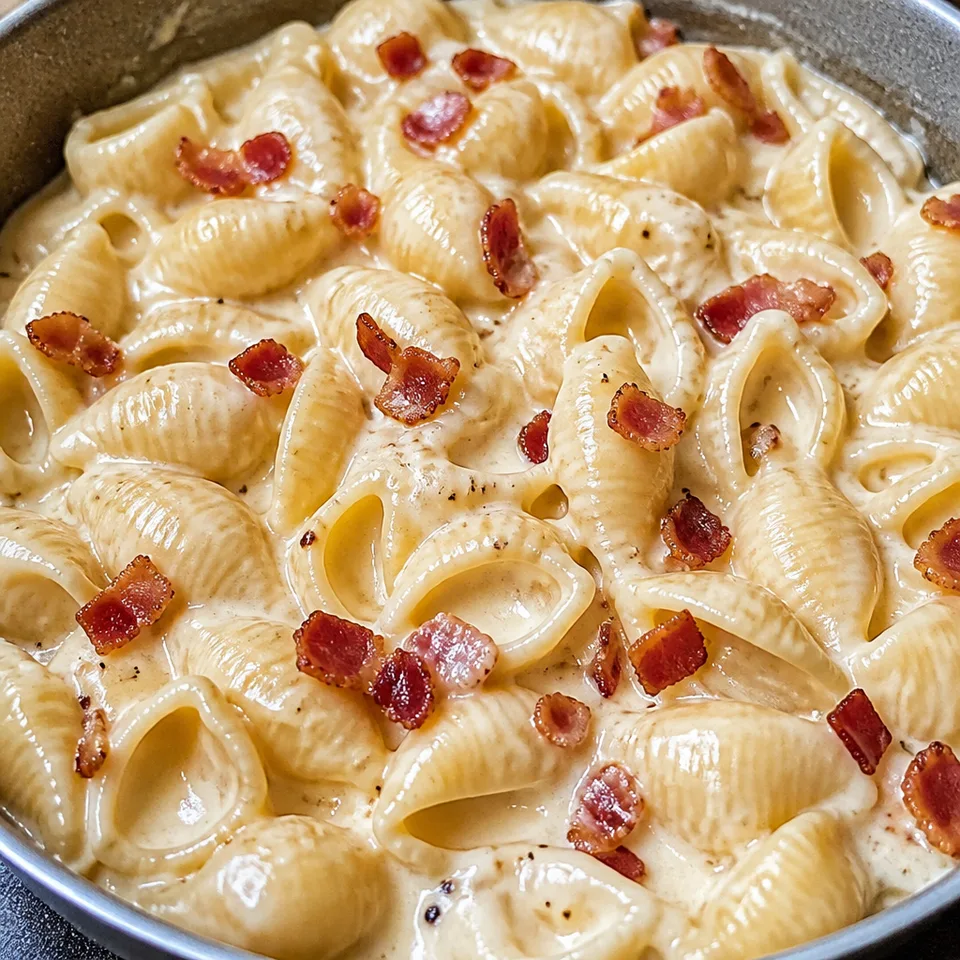 Cheesy Bacon Alfredo Shells — serving inspiration