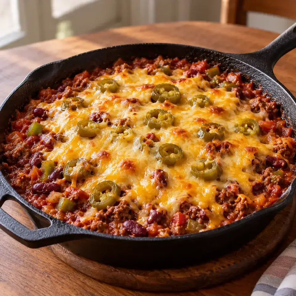 Cheesy baked Mexican beef and beans — serving inspiration
