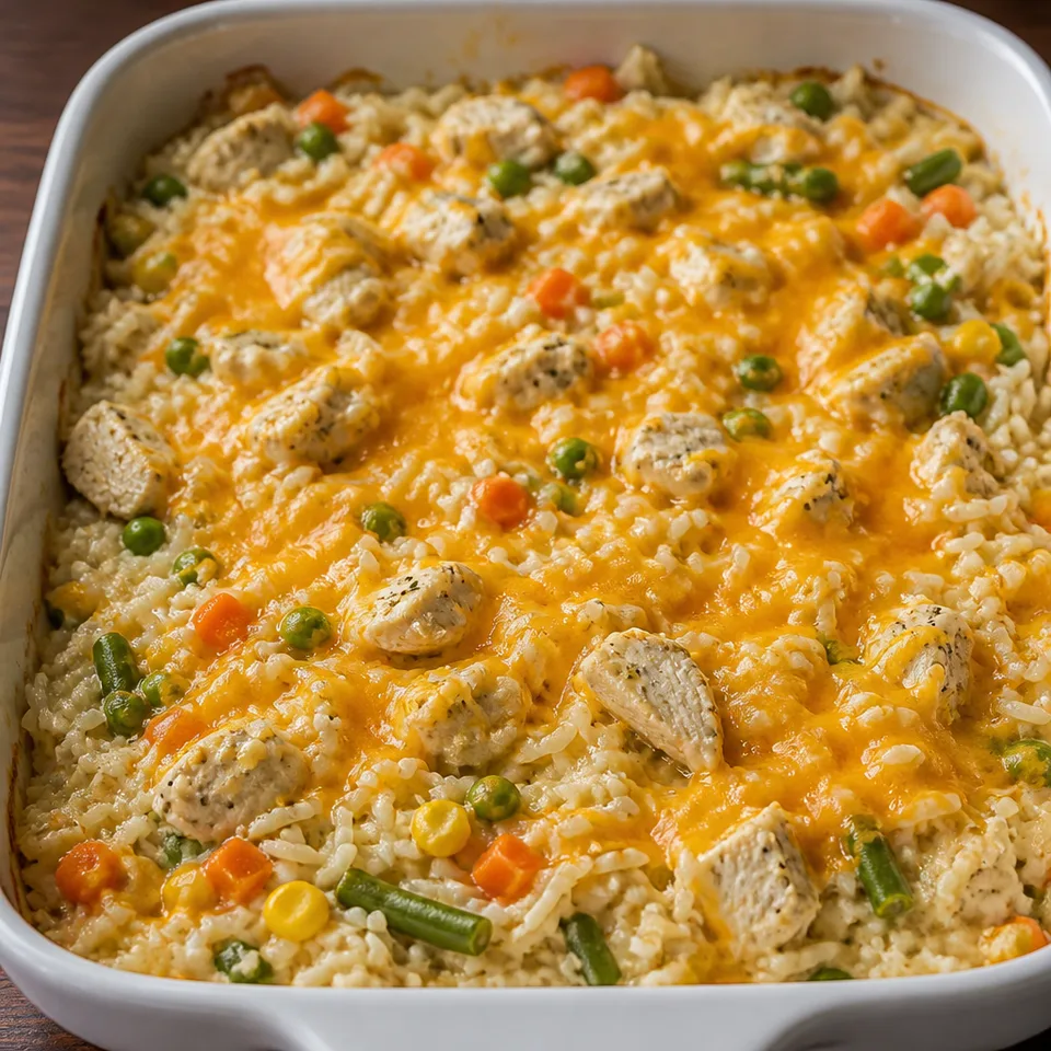 Cheesy Chicken and Rice Casserole — serving inspiration