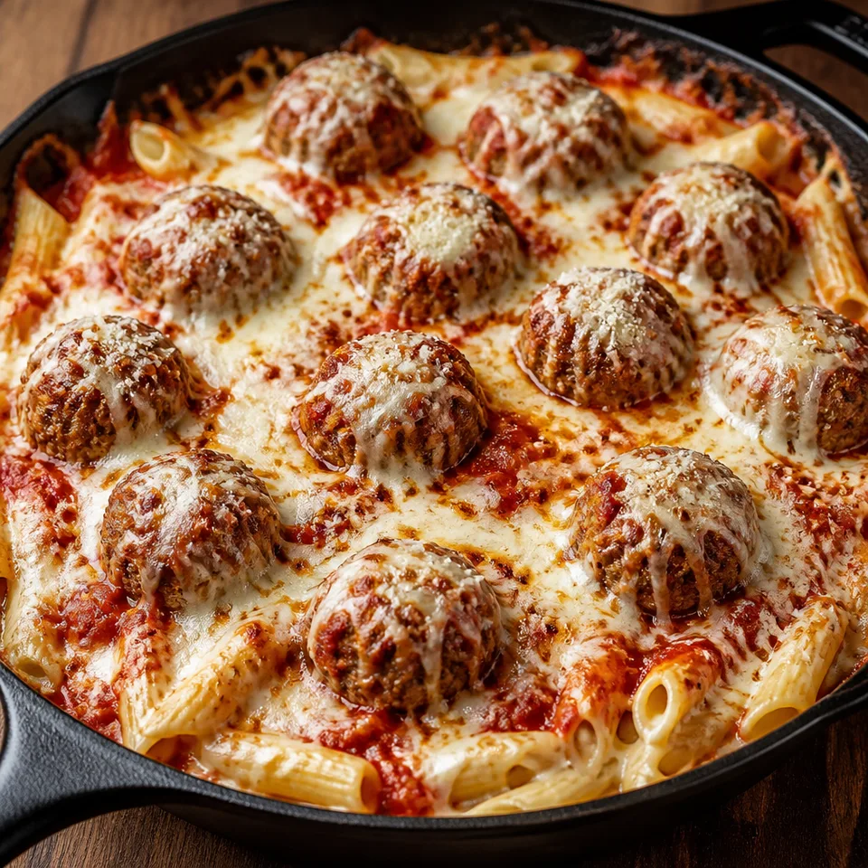 Cheesy Italian Meatballs and Pasta — serving inspiration