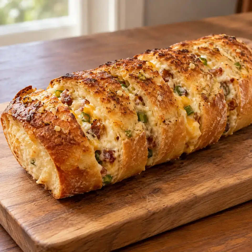 Cheesy Jalapeno Bacon Stuffed Baguette with Garlic Butter — serving inspiration