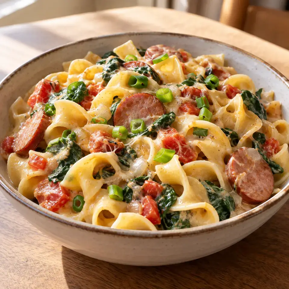 Cheesy Sausage Pasta — serving inspiration