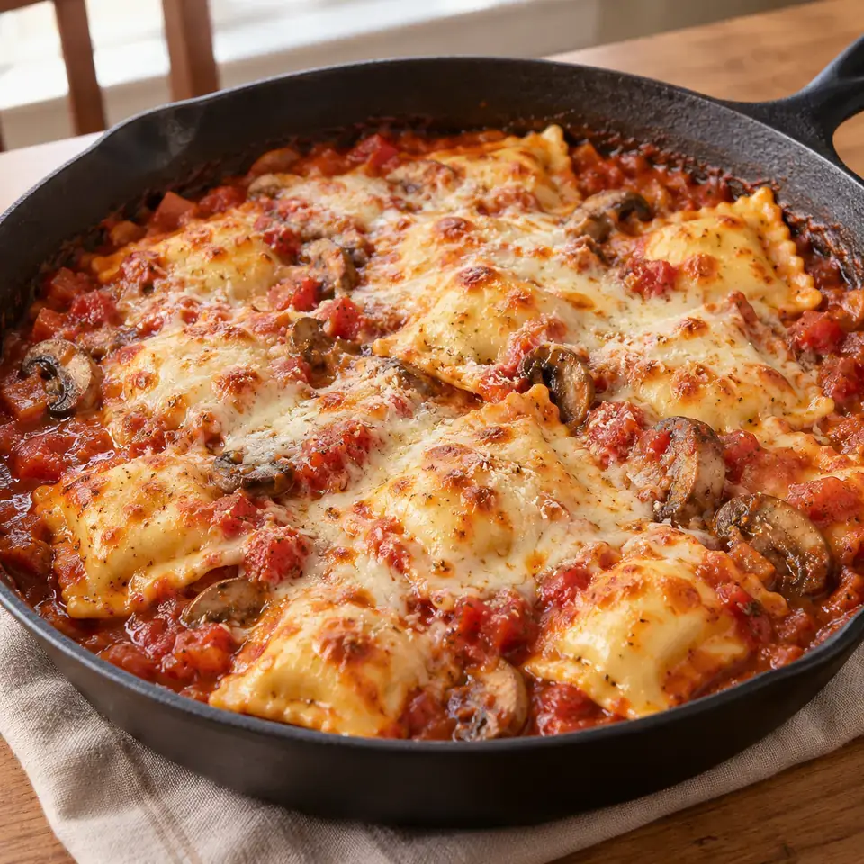 Cheesy Skillet Ravioli Recipe — serving inspiration