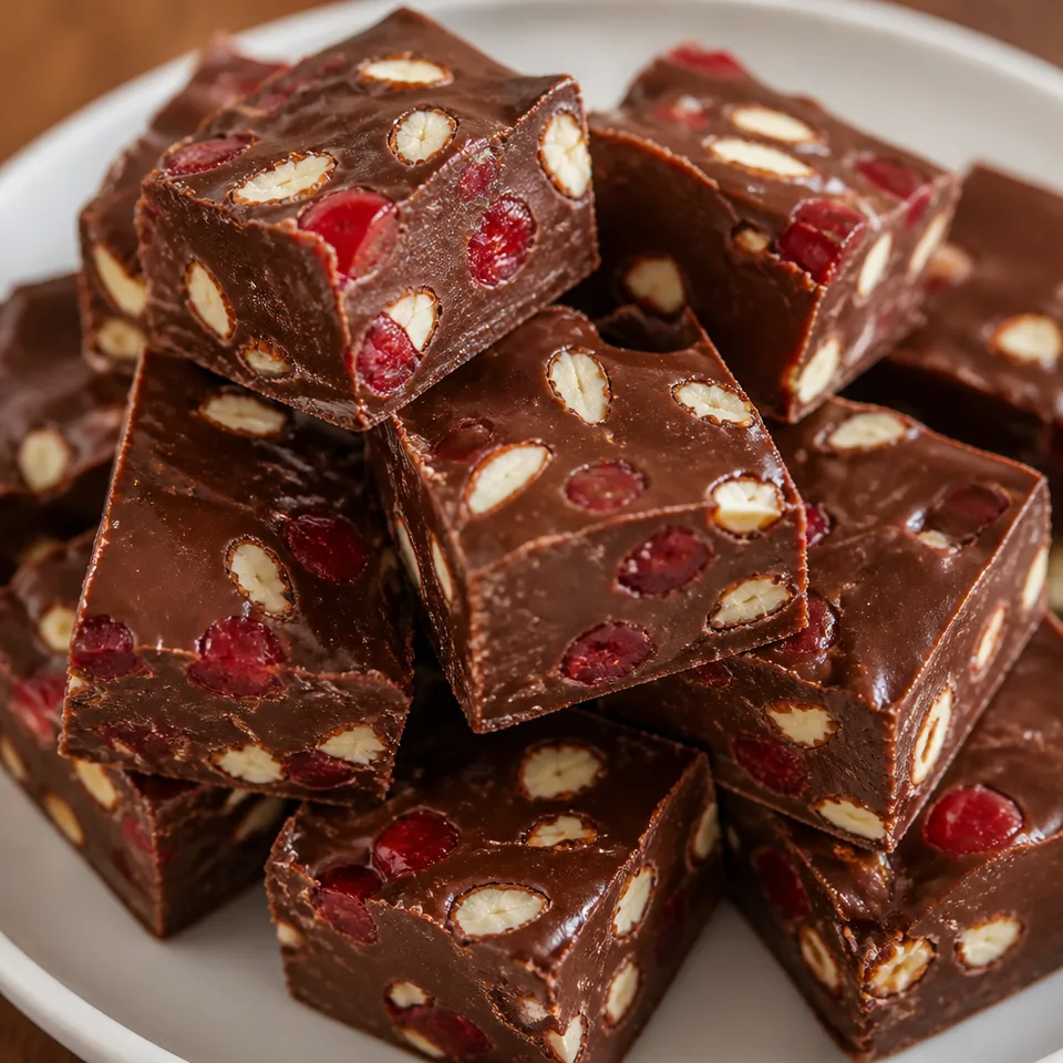 Cherry Almond Chocolate Fudge — serving inspiration