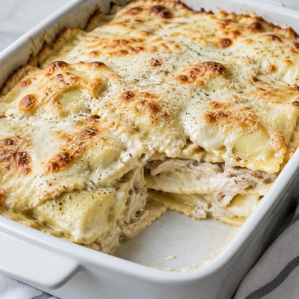 Chicken Alfredo Ravioli Bake — serving inspiration
