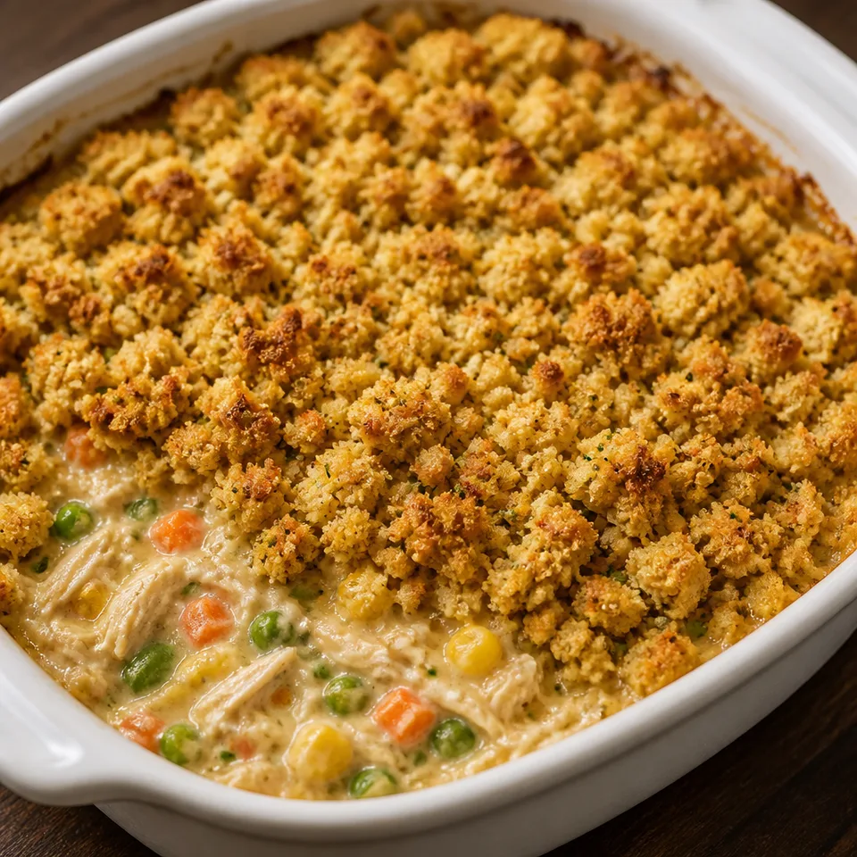 Chicken and Stuffing Casserole with Vegetables — serving inspiration